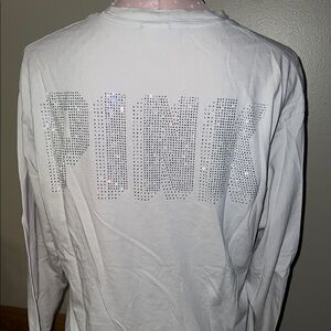 PINK Victoria's Secret Men's White Long Sleeve Shirt